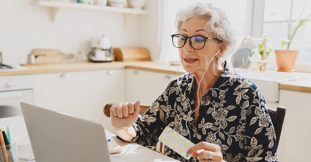 Woman talking to doctor online